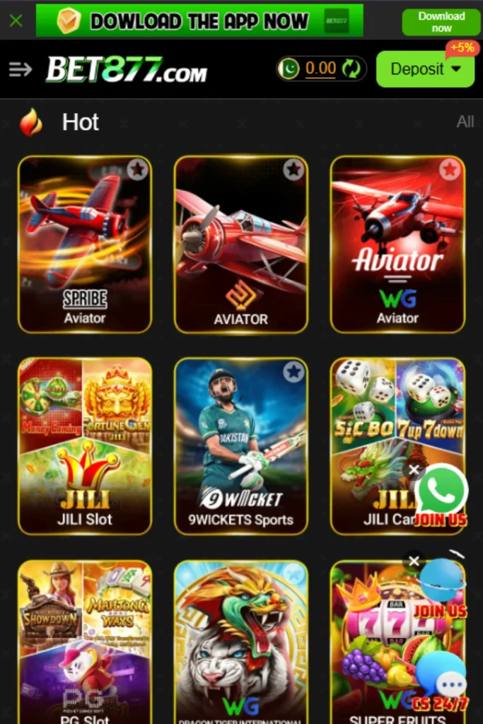 Bet877 Game-menu image