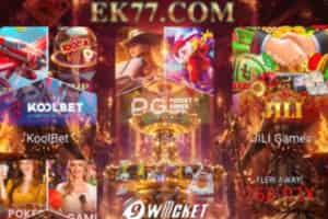 The EK77 Game logo represents a modern online gaming platform with a bold and stylish design.